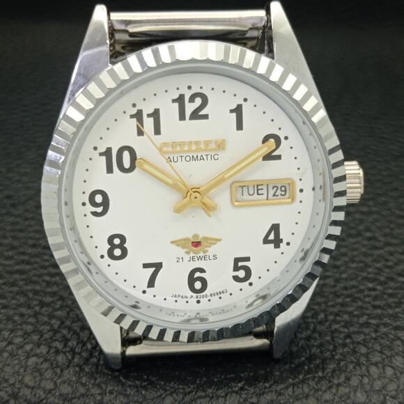 Vintage 1970 Citizen Automatic Mens Silver Watch W/daydate & Gold accents - Picture 3 of 7